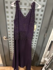 NWT JKARA 16 W Mother Bride Purple Beads Formal Maxi Dress
