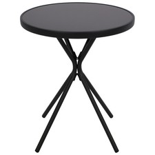 Gartentisch Glastisch Bistrotisch Balkontisch MILANO 60cm Metall Glas schwarz