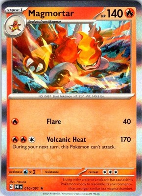 Magmortar Rare SV: Paldean Fates 010/091 Holo NM