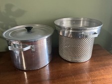 Vintage Mid-Century Aluminum 8 QT Maid Of Honor Stockpot Set Strainer Steamer