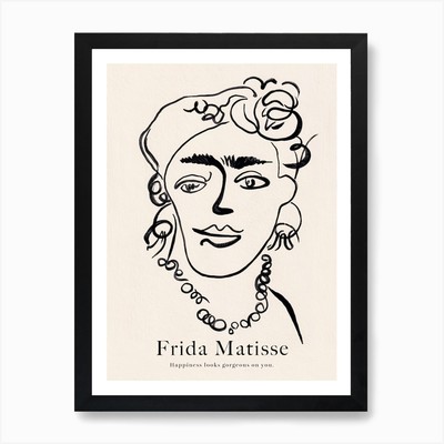 Frida Matisse von Jaron Su Kunstdruck gerahmt Wandbild Poster Leinwanddruck Bild