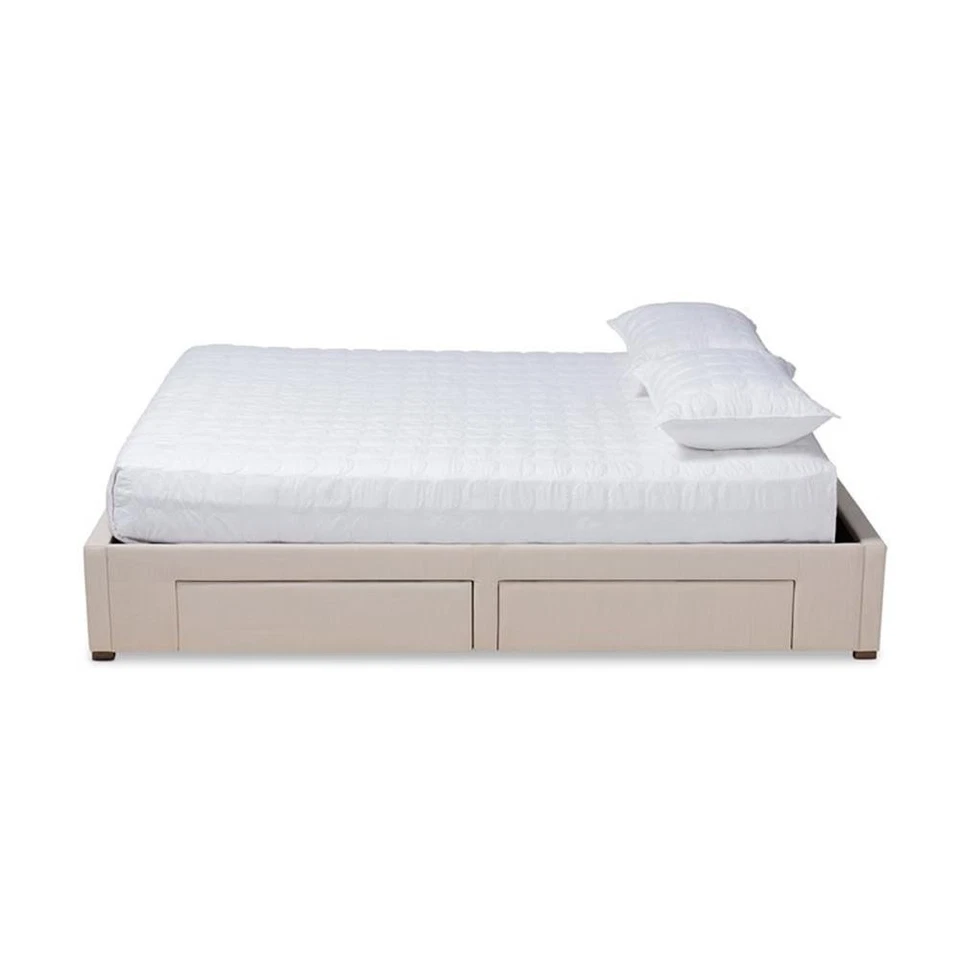 Baxton Studio Leni 4 cajones almacenamiento cama king en beige Foto 4 de 4
