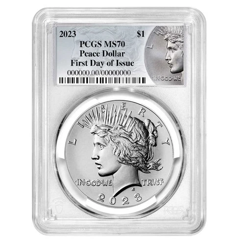 2023 $1 Peace Silver Dollar PCGS MS70 FDOI Peace Label
