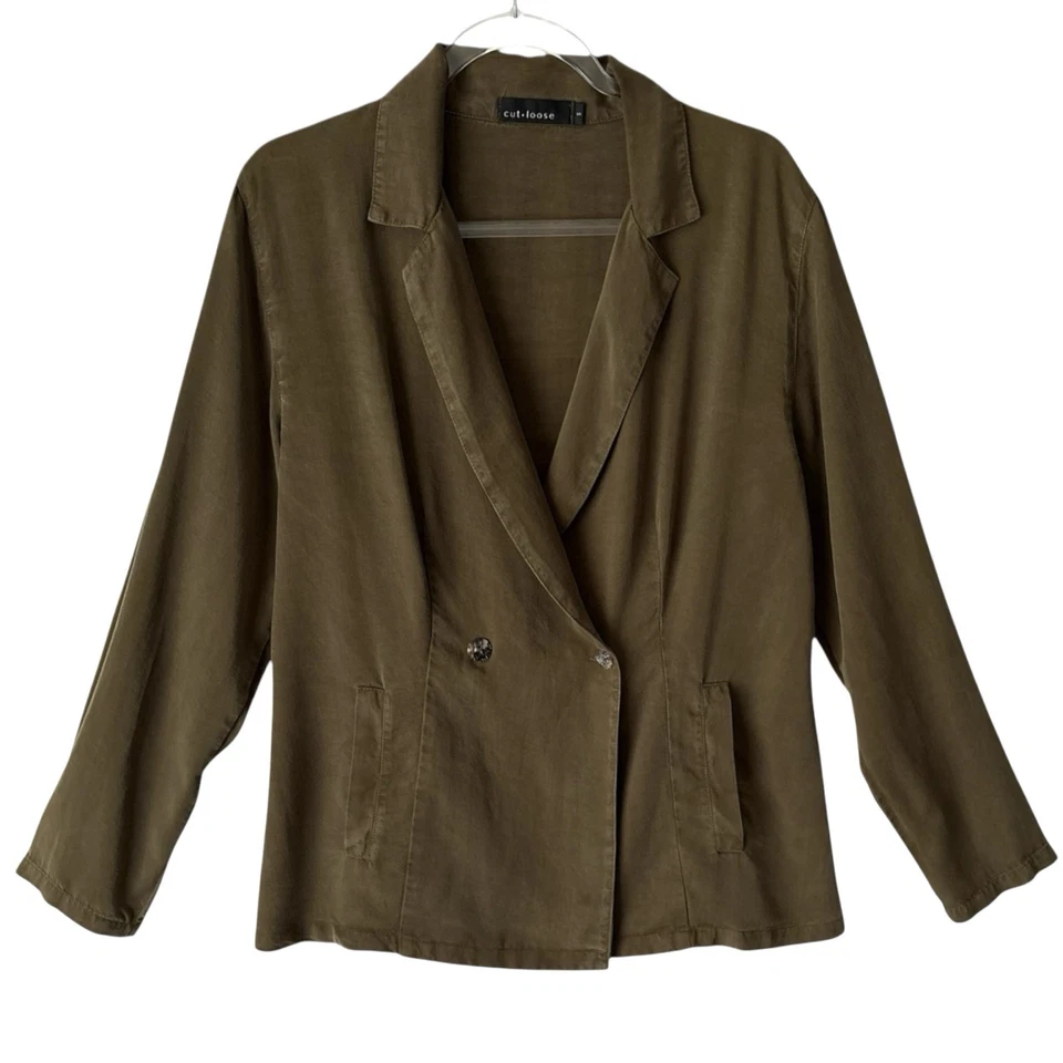 Chaqueta Suelta Corte Talla Pequeña Cuello Manga Larga Tencel Lagenlook ArtToWear EE. UU. Foto 2 de 4