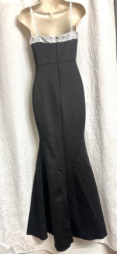 Miss Ord NWT Black Silver Sequin Top Corset, Sleeveless Maxi Mermaid Dress Small - Picture 6 of 9
