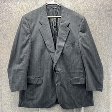 Vintage Burberrys Suit Jacket Mens 48 Gray Pinstripe Wool Two Button 80s 90s