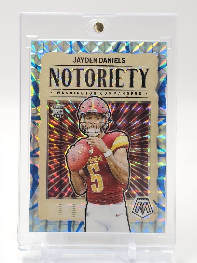 JAYDEN DANIELS 2024 MOSAIC NOTORIETY ROOKIE BLUE REACTIVE PRIZM RC /99 Q4687