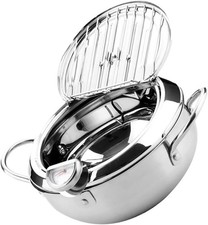 Deep Frying Pot With Temperature Control Lid Induction Gas Fryer Pan