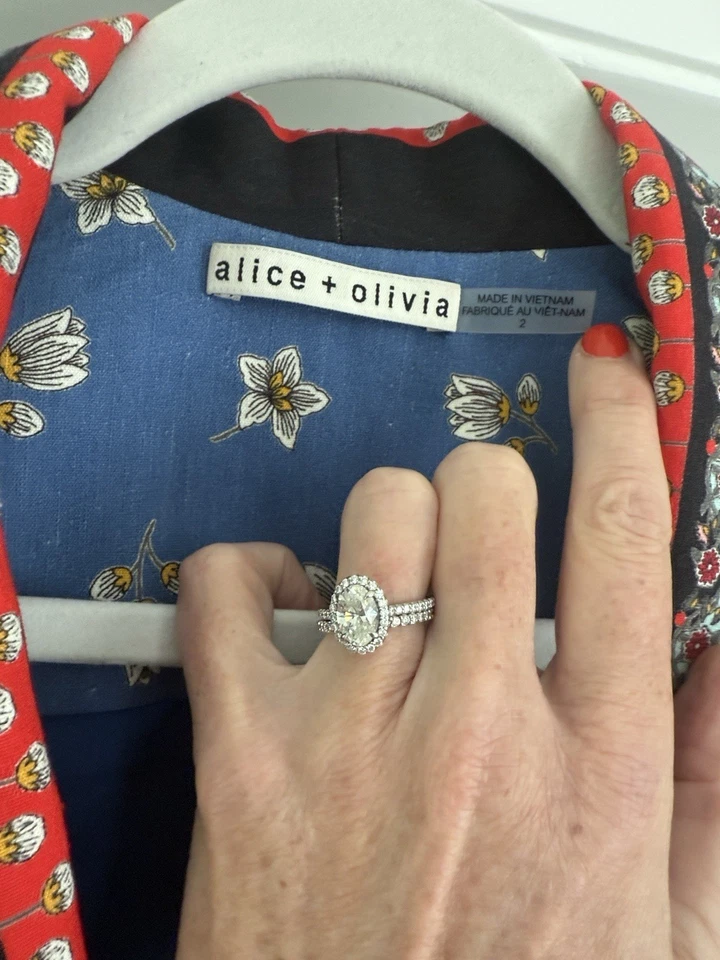 Alice + Olivia Macey Daffodil Palace Floral Linen Blazer Sz 2 - Image 2 of 4