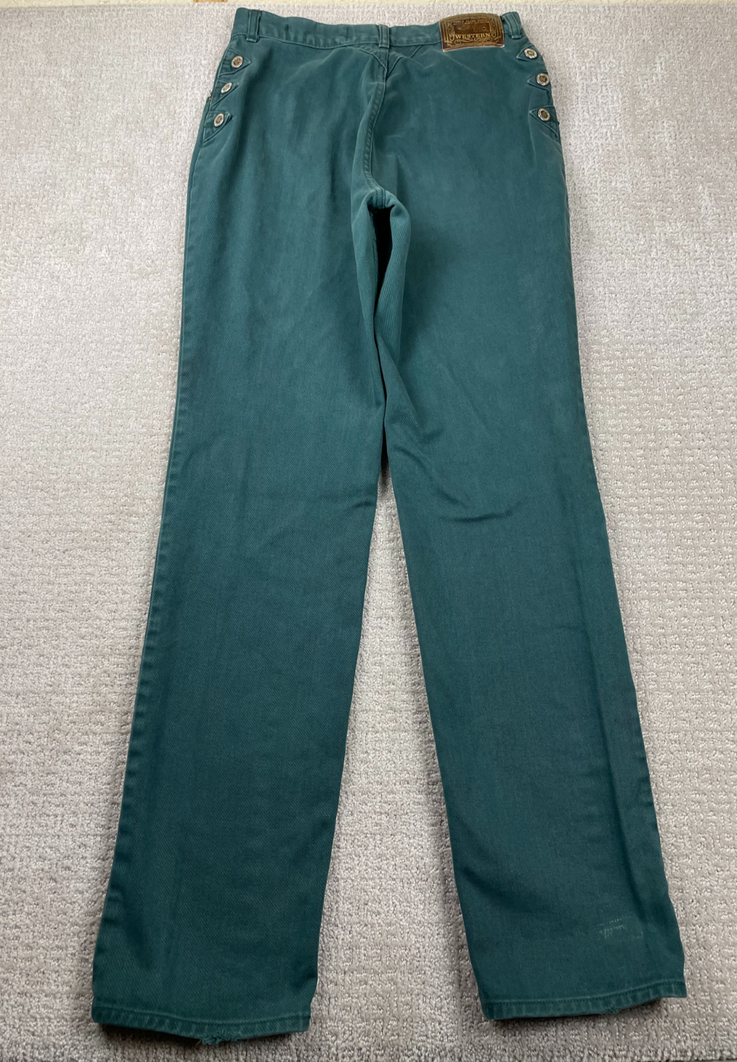 Vintage Lawman Jeans Womens 15 Green High Rise Bareback Western Rodeo Cowboy