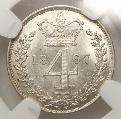 Great Britain - 1867 - Four Pence (Maundy) - NGC MS64 - Mint State - Bild 1 von 4