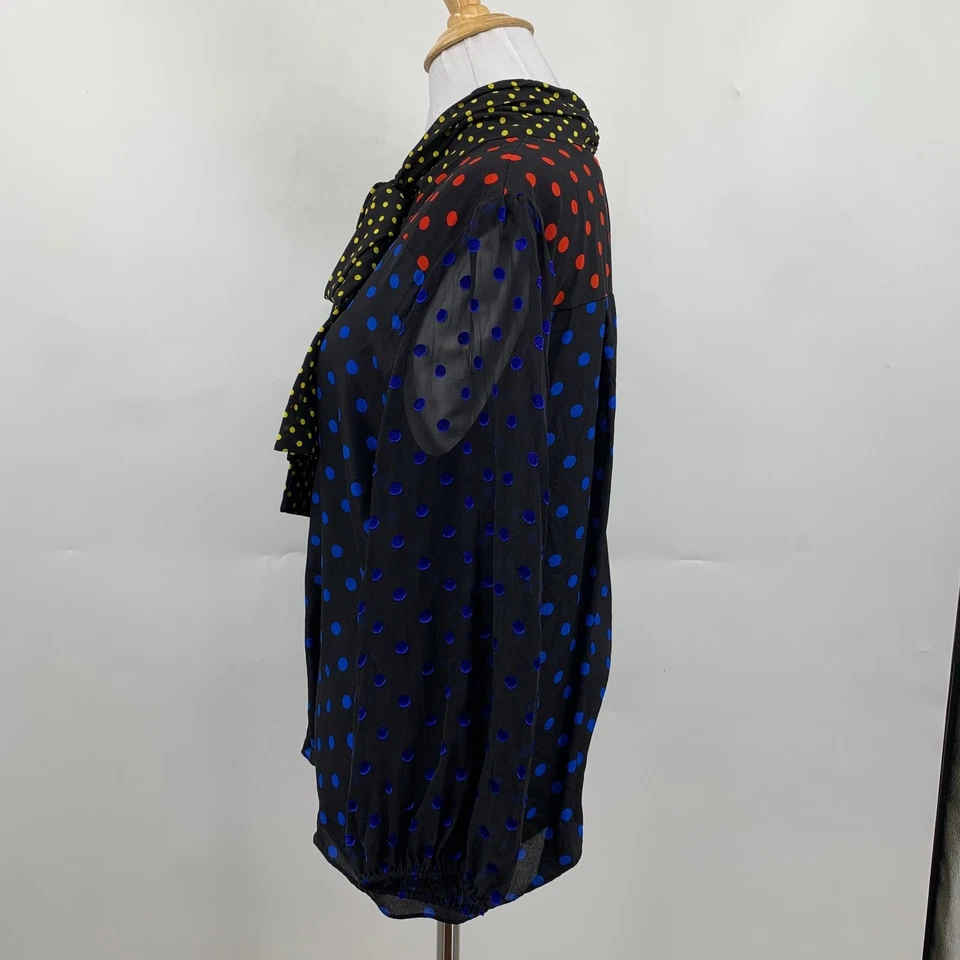 Blusa Alice + Olivia Mujer M Mediana Seda Jeannie Coño Cuello Lazo Lunares Foto 3 de 4