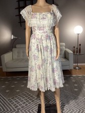 Vintage 70's Gunne Sax Sheer Floral Calico Lace Hippie Prairie Cottage Dress