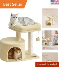 Compact Indoor Cat Tower 18.5-in   Ideal for Play and Relaxation in Sand Beige