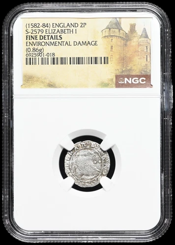 ENGLAND. Elizabeth I. 1558-1603. Silver Halfgroat, S-2579, NGC Fine Details