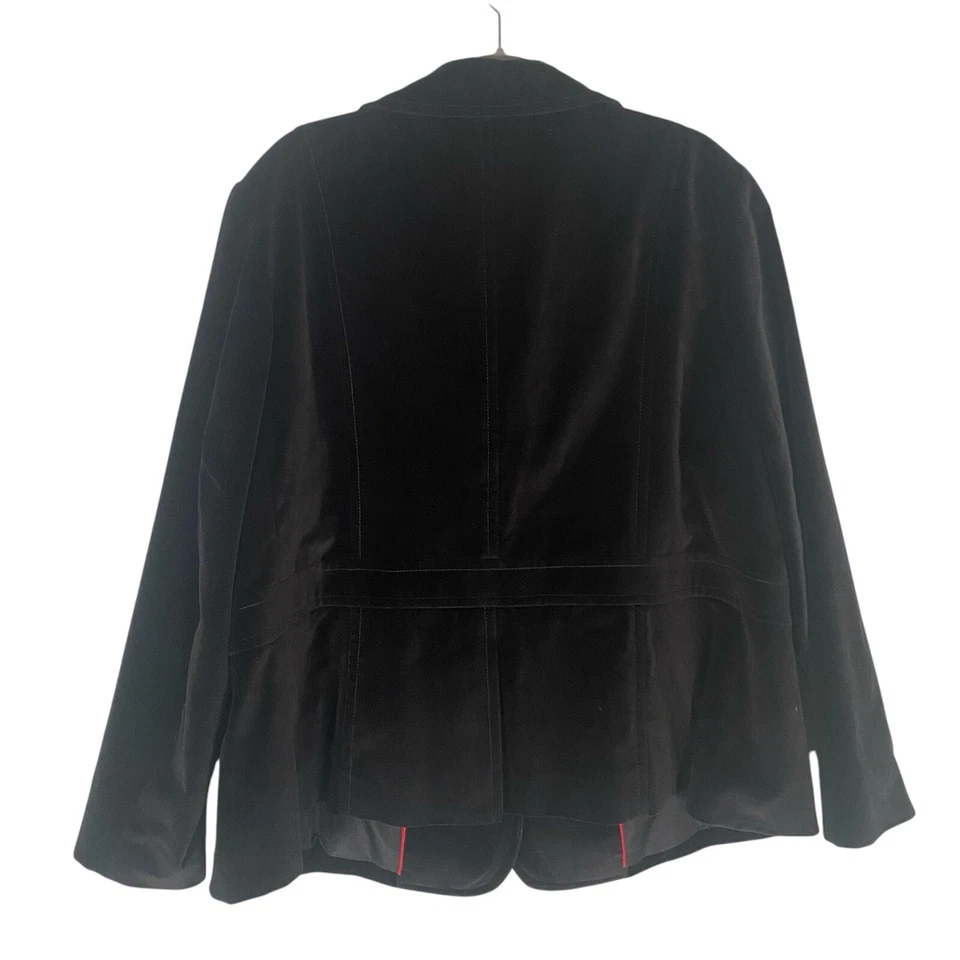 Chaqueta Blazer Clásica Terciopelo Negro Talbots Plus 20W Oficina Cápsula Fiesta Algodón Foto 3 de 4