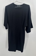Asos Design Womens Size 8 Tall 40 Black Midi Dress Stretch Short Sleeve