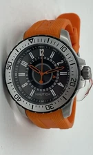 Nautica NST 15 Men's Black Dial Watch Orange rubber strap diver A14662G N14662G