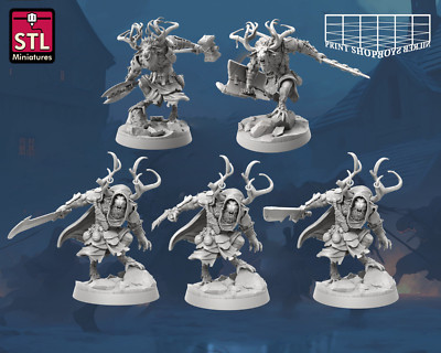 Rentier Volk Barbaren Miniatur Set Hirsch Kämpfer Figur für TTRPG's wie DnD 5e