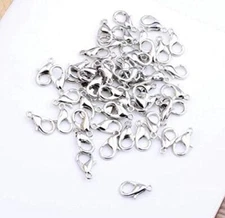 100 Pcs Stainless Steel Lobster Claw Clasps 7x12mm Silver Plated Lobster Claw Cl