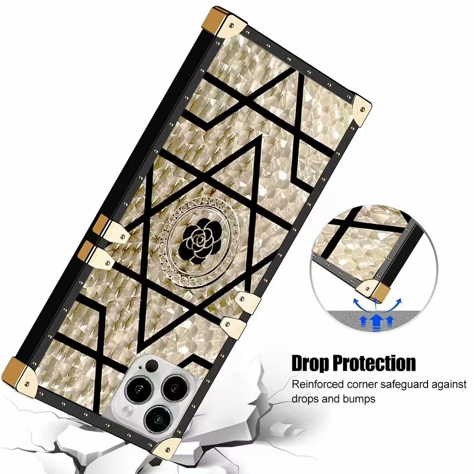 Bling Flower Ring Cover Case For Huawei Mate 60 Nova 13 P60 Honor 90 70 200 300 - Image 3 of 4