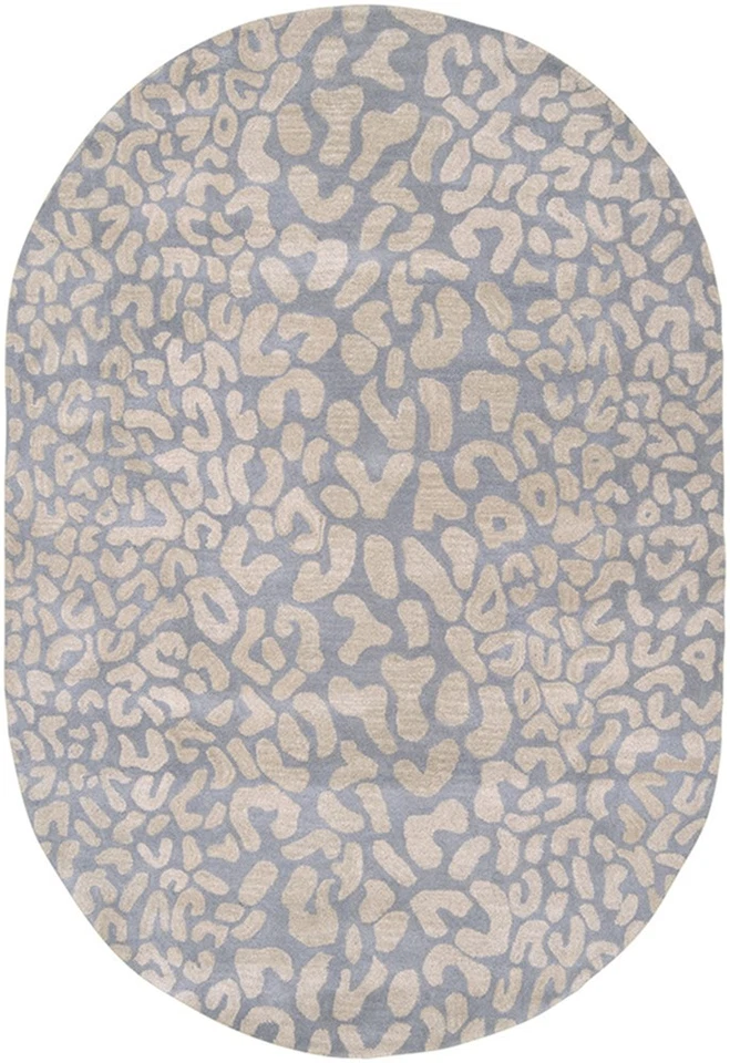 8x10 Oval Carpet Handmade Wool Blue Leopard 5001 Rug - Approx 8' x 10' - Image 3 of 4