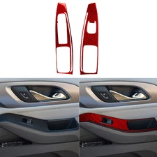Red Carbon Fiber Front Window Lift Switch Panel For Chevrolet Traverse 2018-2023