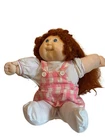 Cornsilk Cabbage Patch Kids VTG Doll Red Hair Blue Eyes Pink Gingham Overalls