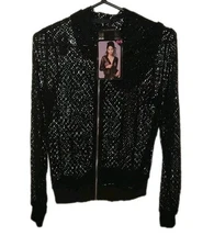 Seven Till Midnight Netted  Top Sweatshirt Zip See-through One Size New Tags 