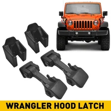 For 2007-2017 Jeep Wrangler JK Hood Catch Lock Latch Buckle Brackets Black 2PCS
