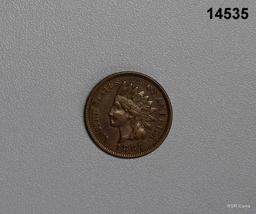 1887 INDIAN HEAD CENT VF LIGHT CLEANING #14535