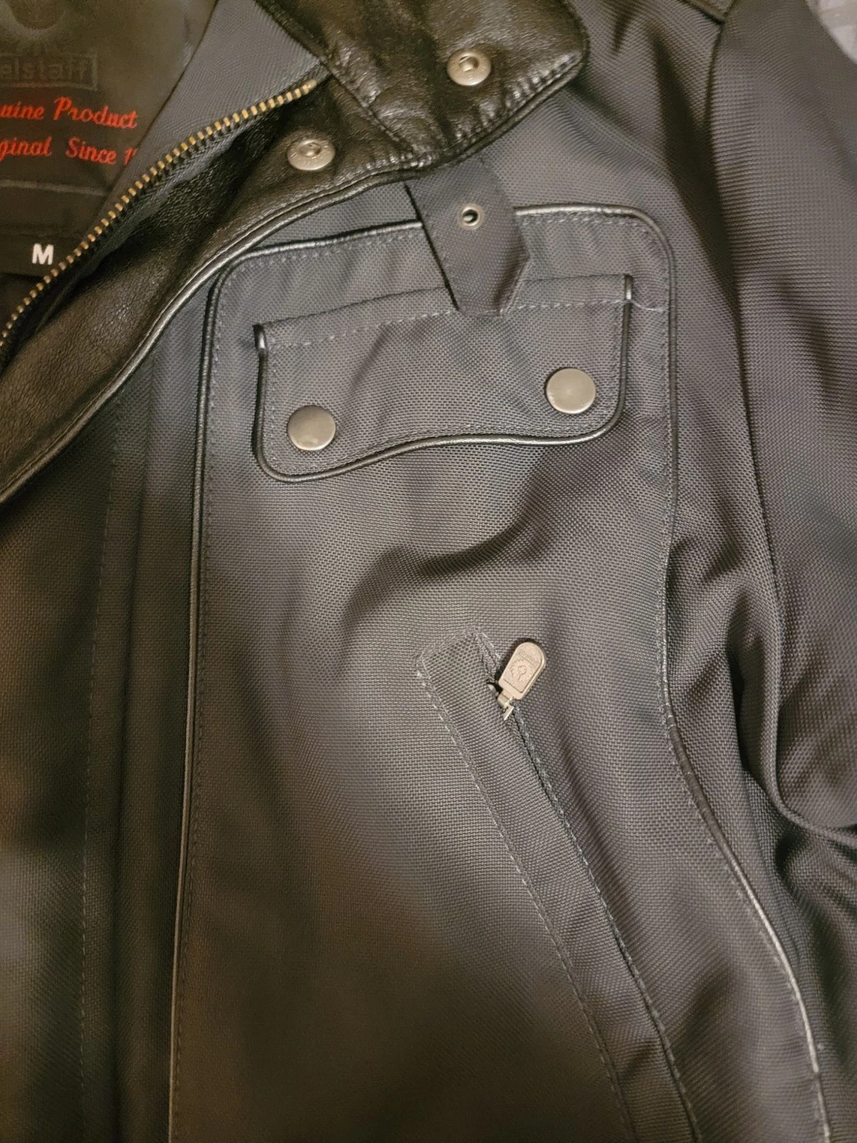 Mens Black Belstaff Black Label Nylon Motorcycle Jacket Leather Trim image 3