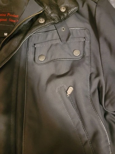 Mens Black Belstaff Black Label Nylon Motorcycle Jacket Leather Trim image 3