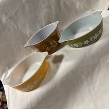 Vintage PYREX Early American Brown and Gold Casserole Dish #473  & 2 More