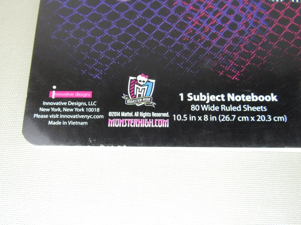 Cuaderno de 3 anillas Monster High Composition 80 hojas anchas con reglas 2014 Mattel Foto 4 de 4