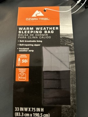 Ozark Trail Sleeping Bag 50°F Warm Weather Camping Red 33x75 Lightweight New