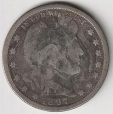 BETTER DATE BARBER QUARTER 1897-O VG-F DETAILS