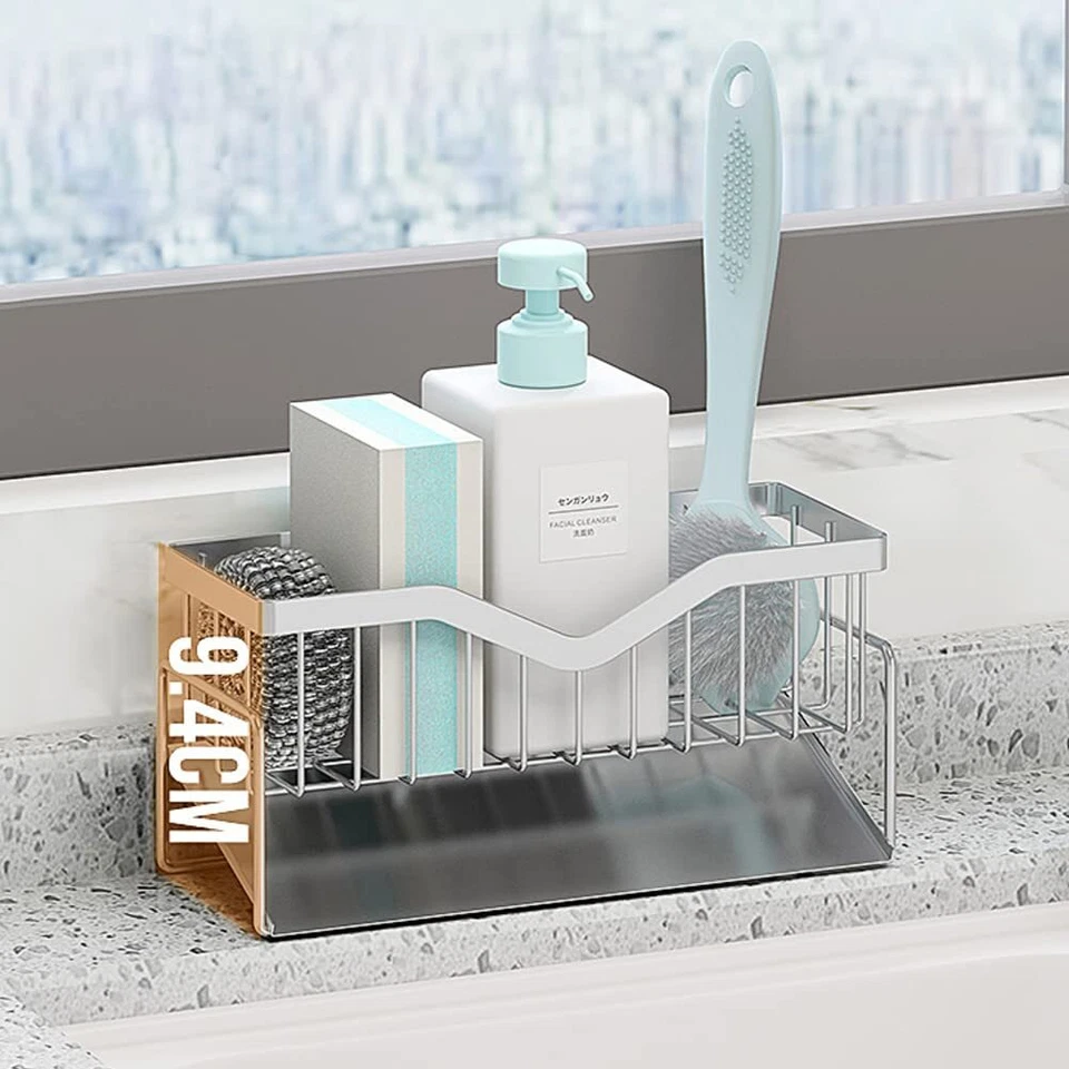 Fregadero de cocina carrito soporte de esponja 304 acero inoxidable cocina dispensador de jabón Cadd Foto 4 de 4