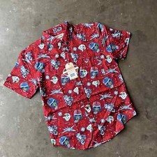 NEW Top Gun x RSVLTS Mens Wingman KUNUFLEX Button-Down Shirt Red M