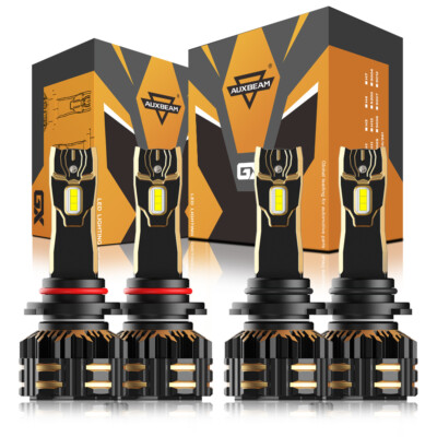 4x AUXBEAM Canbus 9005 HB3 9006 HB4 LED Headlights Bulbs High Low Beam Kit 120W