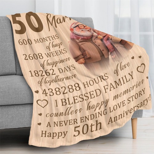50 Year Anniversary Blanket Gifts for HimHerDadMom50th Anniversary Decoration... - Picture 3 of 9