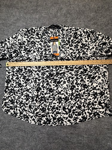 Well Worn Shirt Womens XXL Black White Floral Puff Sleeve V-Neck Blouse Top New - Picture 7 of 11