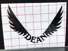 Dean Dime Headstock Logo Wings - Premium Vinyl Guitar Replacement 3.5" Black Whi