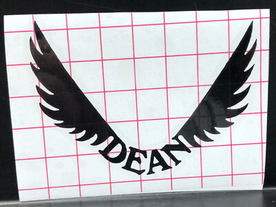 Dean Dime Headstock Logo Wings - Premium Vinyl Guitar Replacement 3.5'' Black Whi