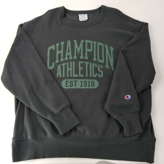 CHAMPION Authentic Mens Champion Athletics Sleeve Logo Green Sweatshirt