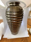 HAEGER ART POTTERY METALLIC COPPER RIBBED VASE 14 1/4 X 8 Excellent Condition