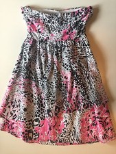 SALE Kensie Pink and Black Printed  OFF SHOULDER Tiered Dress,NWOT, Size 4