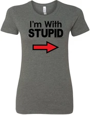 Buy Cool Shirts I'm With Stupid T-shirt Black Print Ladies Longer Length Tee