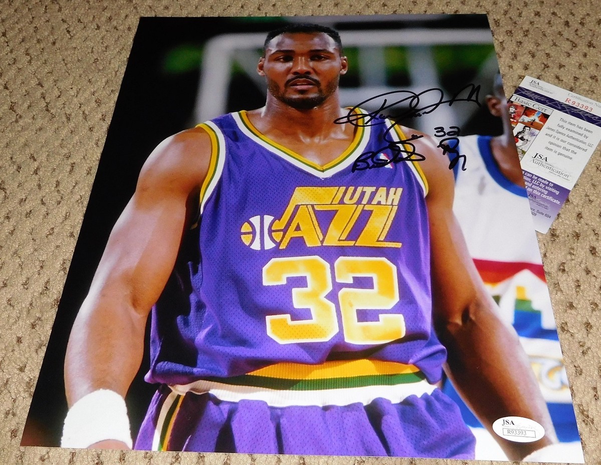 KARL MALONE SIGNED 11X14 PHOTO JSA UTAH JAZZ BASKETBALL AUTOGRAPH THE  MAILMAN