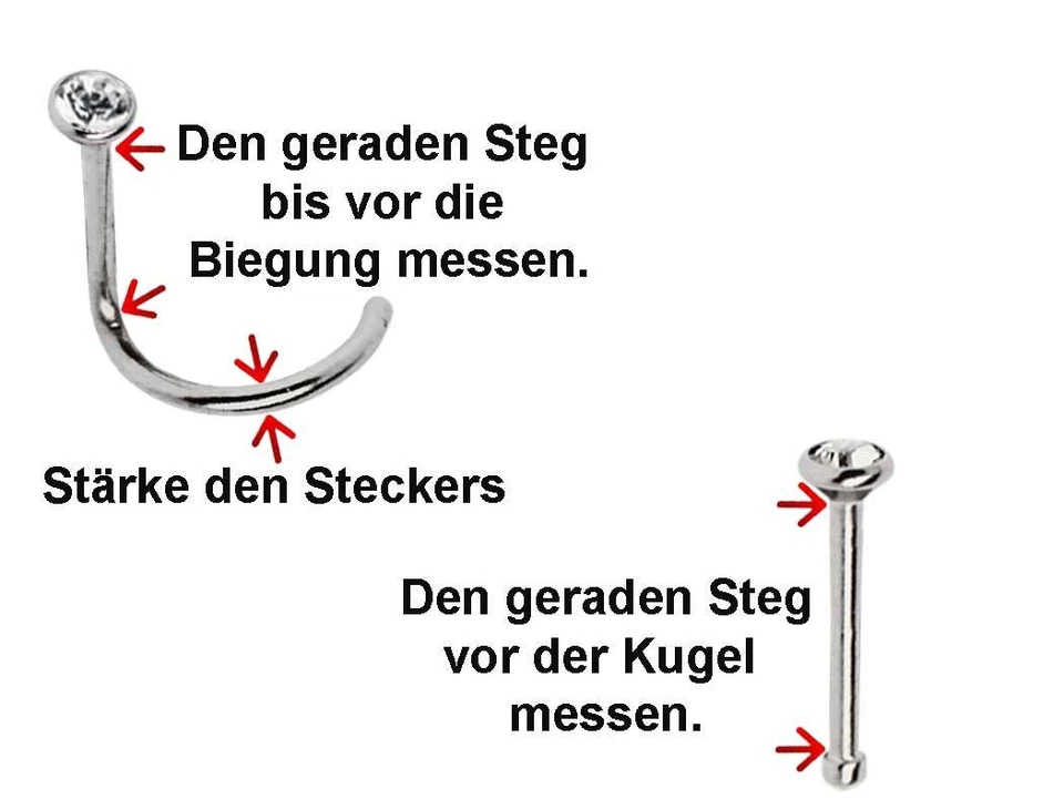 Titan Piercing Naso Set 5 Borchie Spirale 1,0mm con Glitter Pietra - Immagine 2 di 2